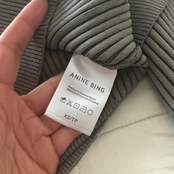 Anine Bing Layla Olive Khaki Ribbed Cardigan Sweater and Skirt SET XS NEW - Picture 6 of 7